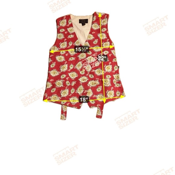 British Khaki by Robert Lighton Red Vest, Vintage Small Floral Vest, Rockabilly - Picture 4 of 6